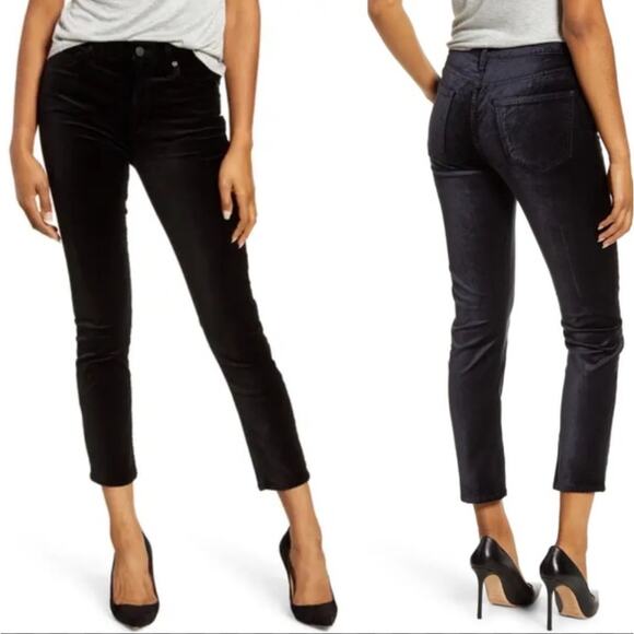 Citizens of Humanity Harlow Ankle High Rise Slim Black Velvet Pants 1778-1184 28 - Picture 1 of 10